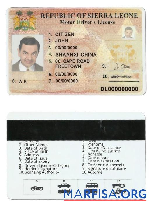 Downloadable Sierra Leone driving license download for verification